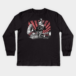 DJ Abraham Lincoln (Version 2) Kids Long Sleeve T-Shirt